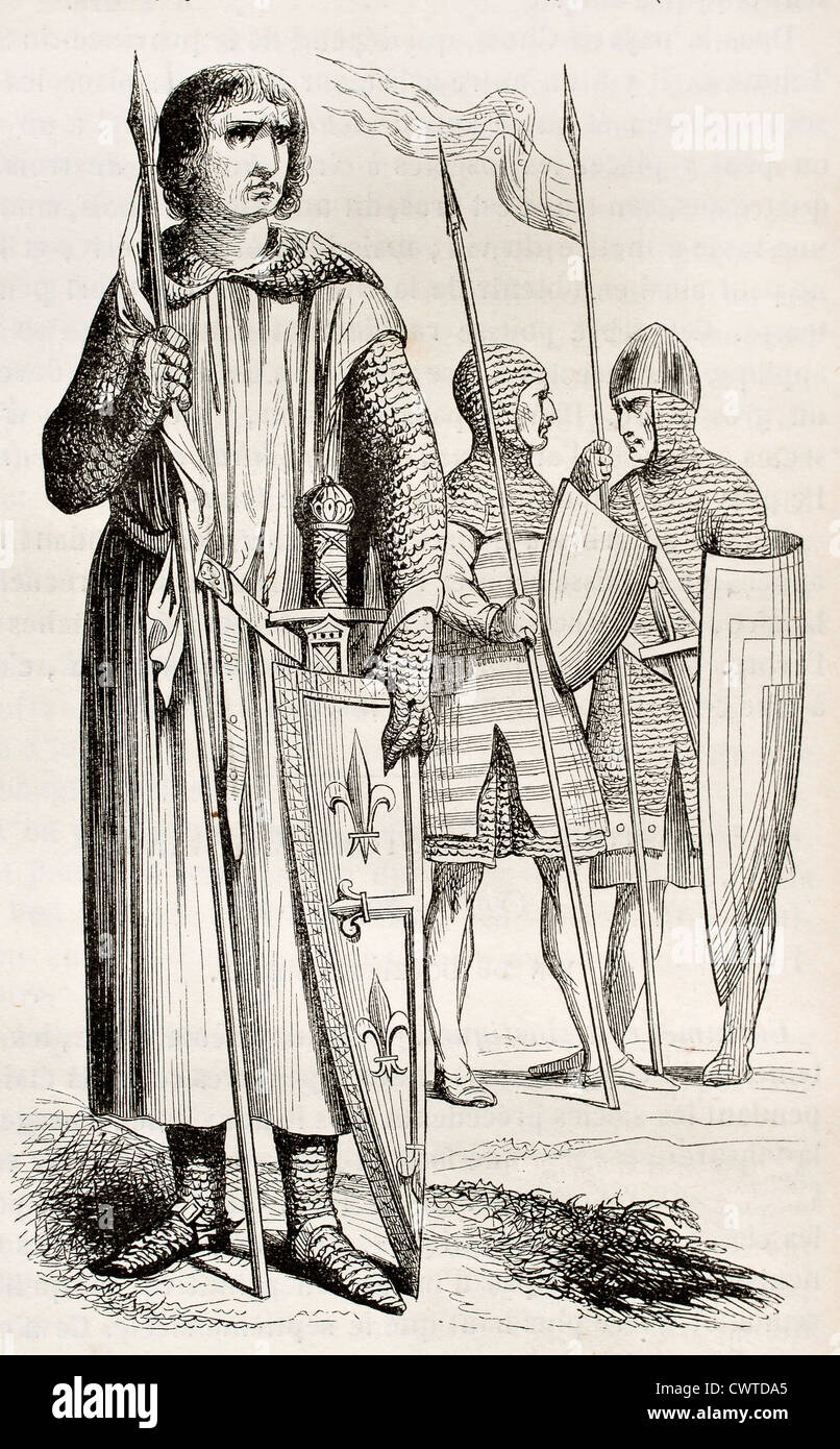 Mittelalterliche Kostüme der Krieger Stockfoto