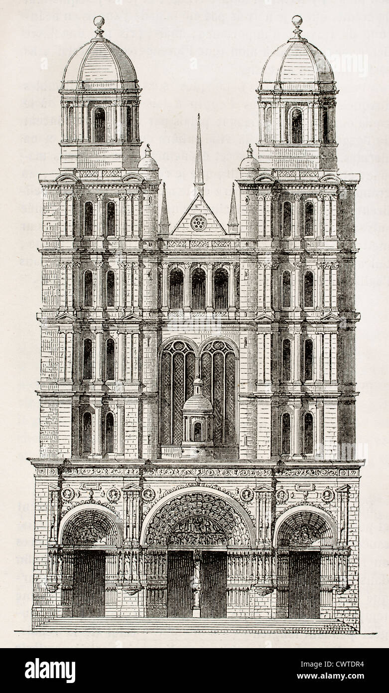 Saint-Michel Kirche alte Abbildung, Dijon, Frankreich Stockfoto