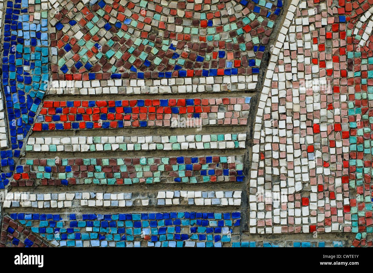 Alte bunte Mosaik Wand Textur Stockfoto