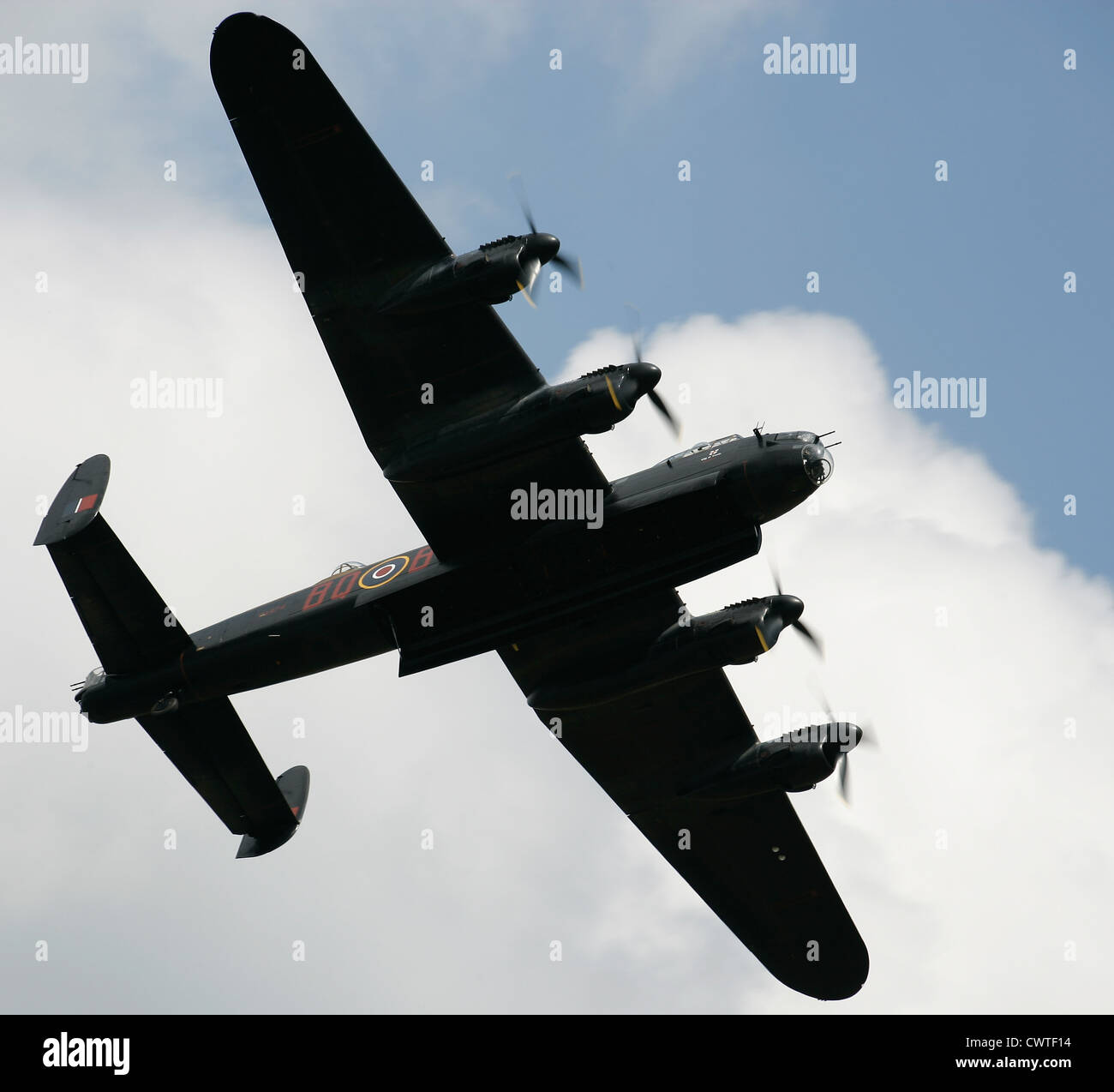 Avro Lancaster aus BBMF an RAF Waddington genommen Stockfoto