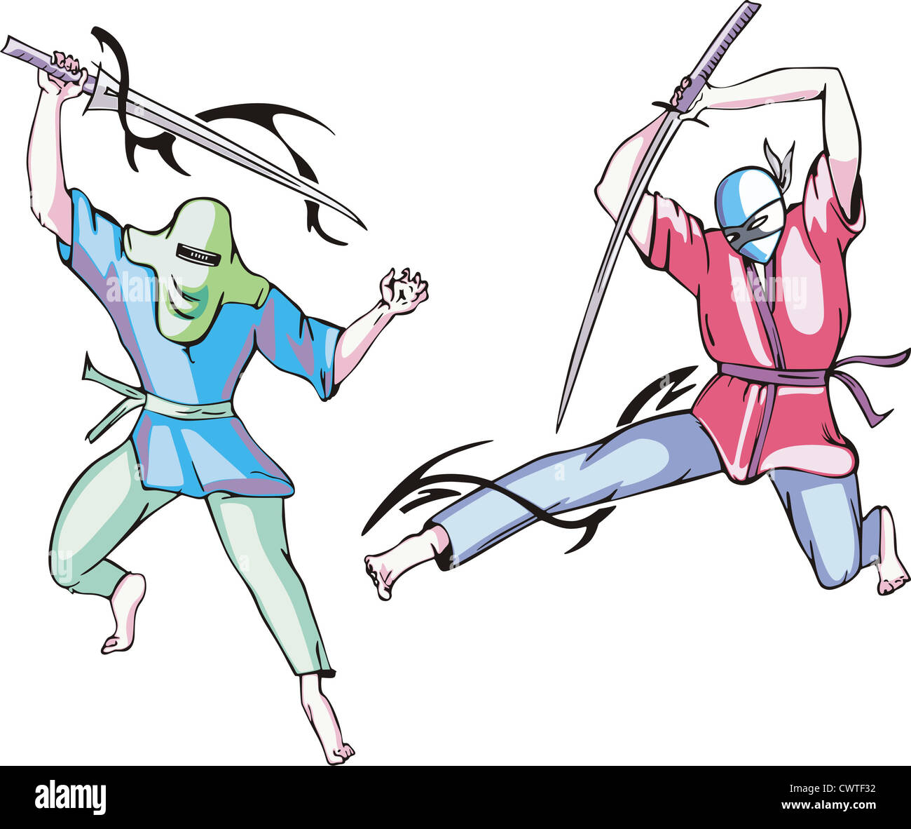 Ninjas. Vektor-set Stockfoto