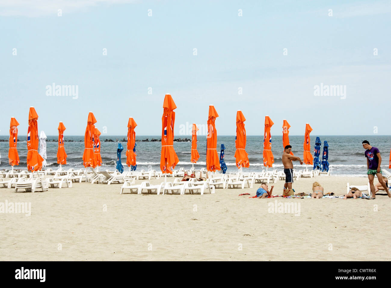 Mamaia, ein sehr beliebter Ferienort an der rumänischen Schwarzmeerküste Stockfoto