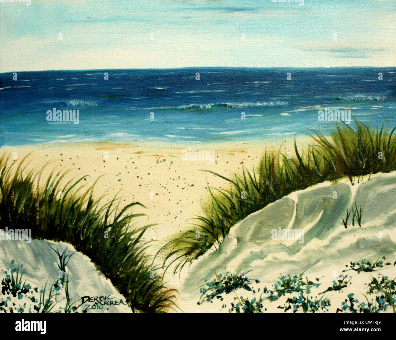 Strand-Ölgemälde auf Leinwand Acryl Stockfoto