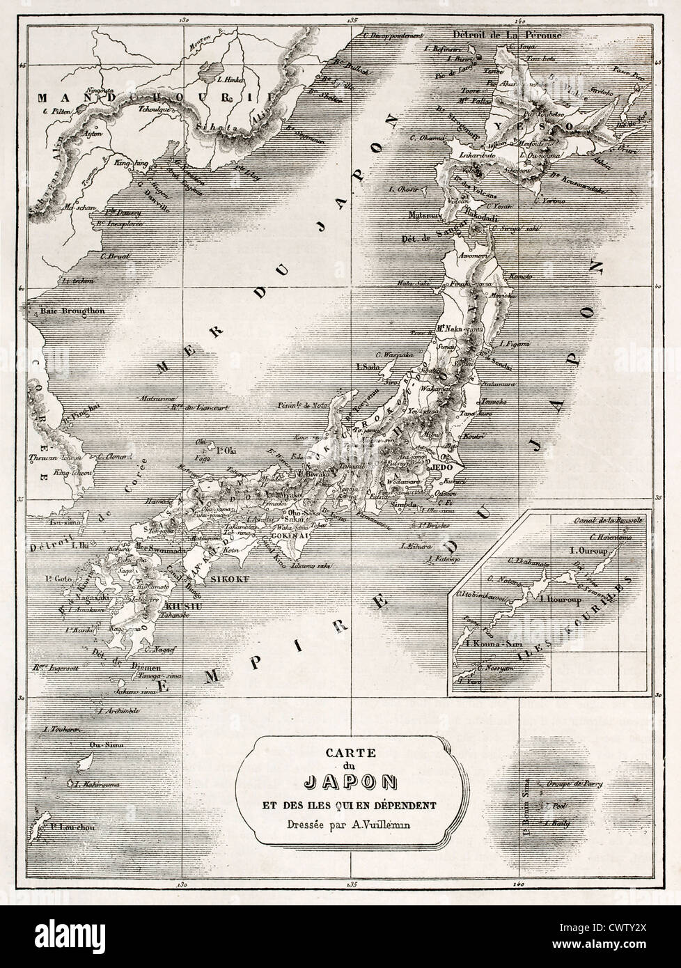 Alte Karte von Japan Stockfotografie Alamy