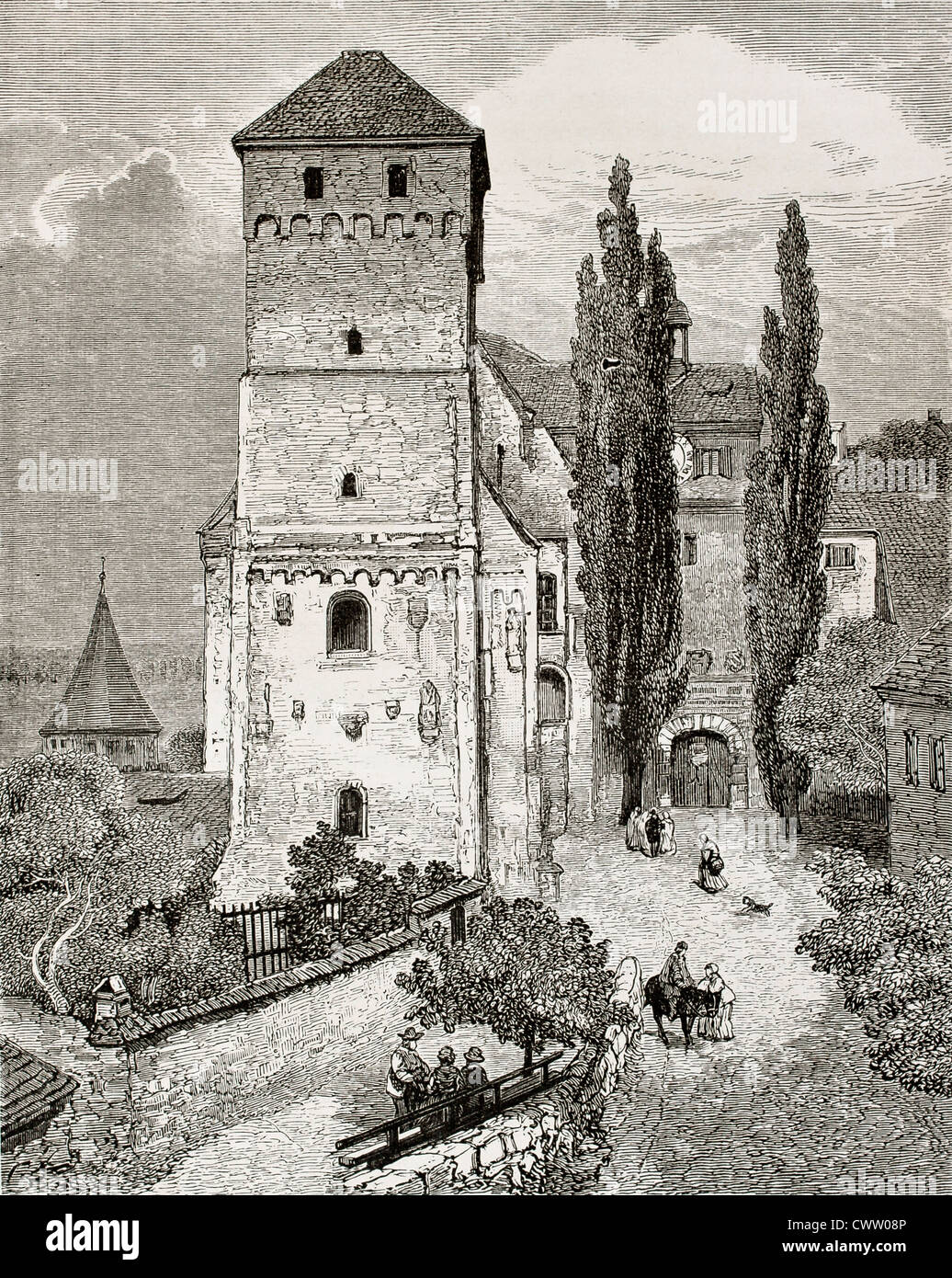 Alte Darstellung der Nürnberger Burgtor Stockfoto