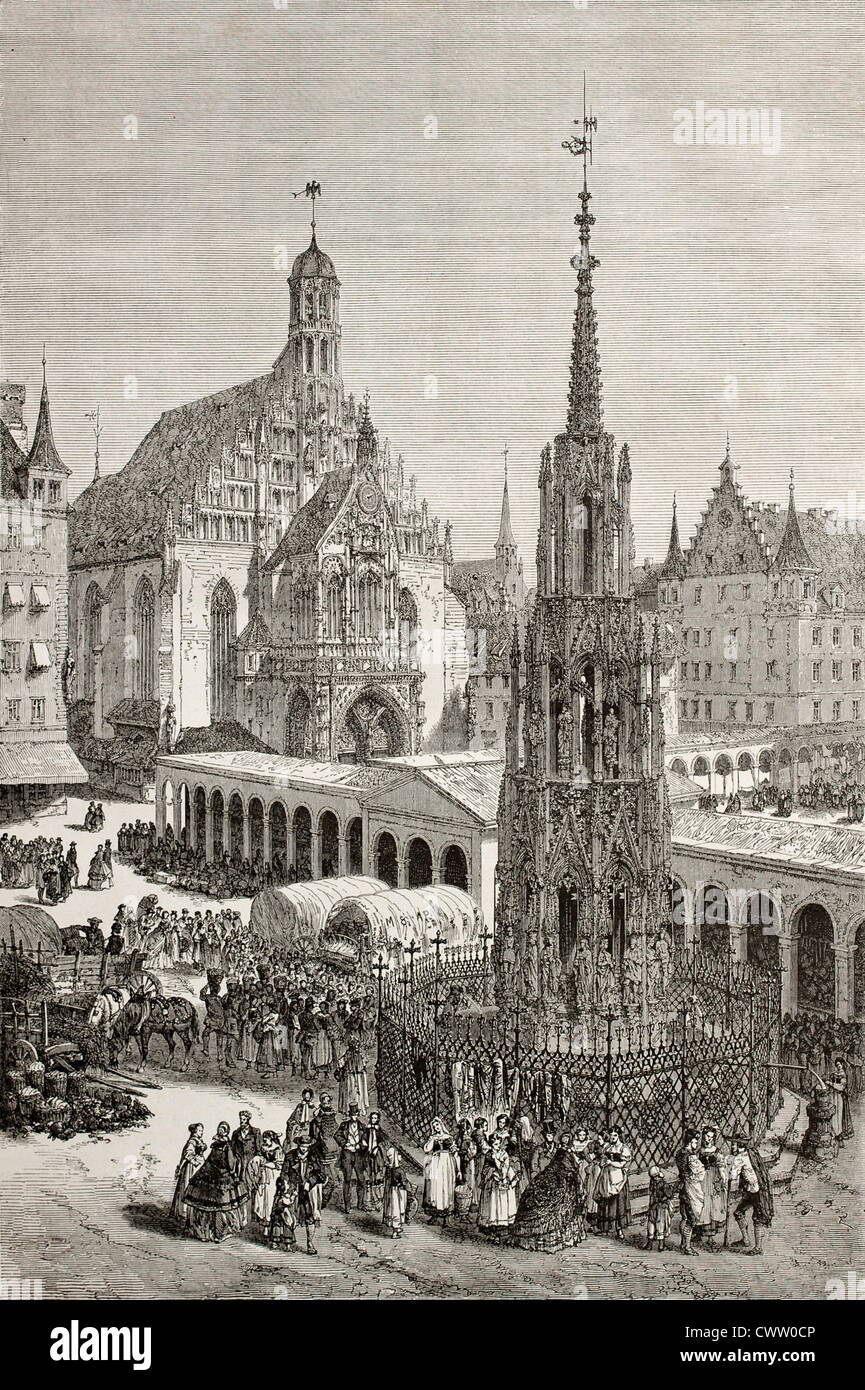 Haupmarkt-Platz in Nürnberg Stockfoto