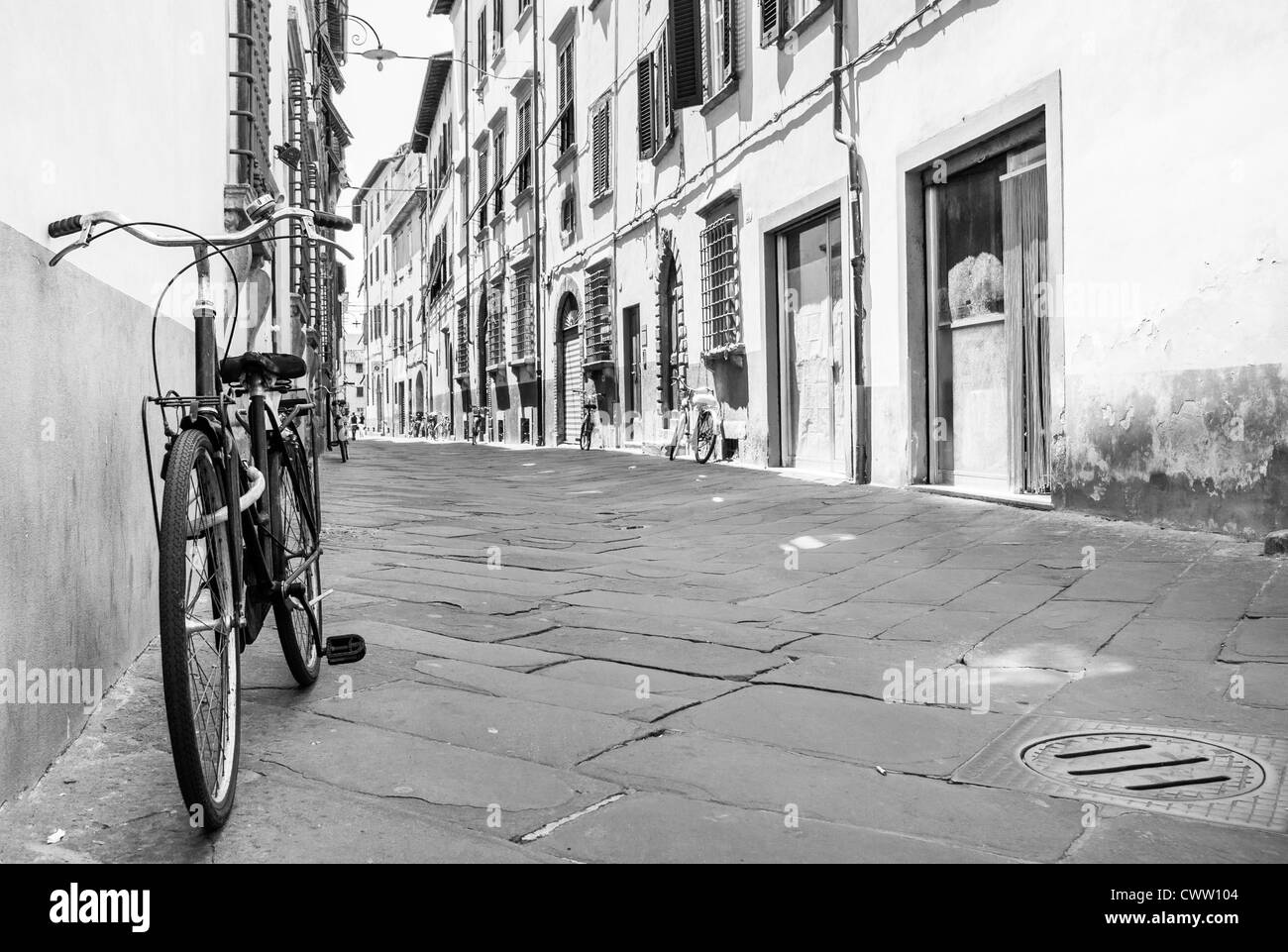 Fahrrad eine Straße in Tuscany Stockfoto