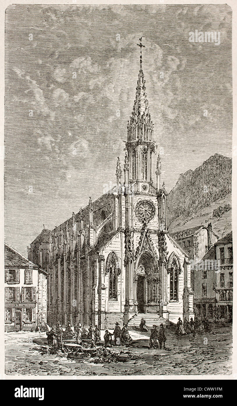 Kirche im alten Ansicht Plombieres Les Bains, Frankreich Stockfoto