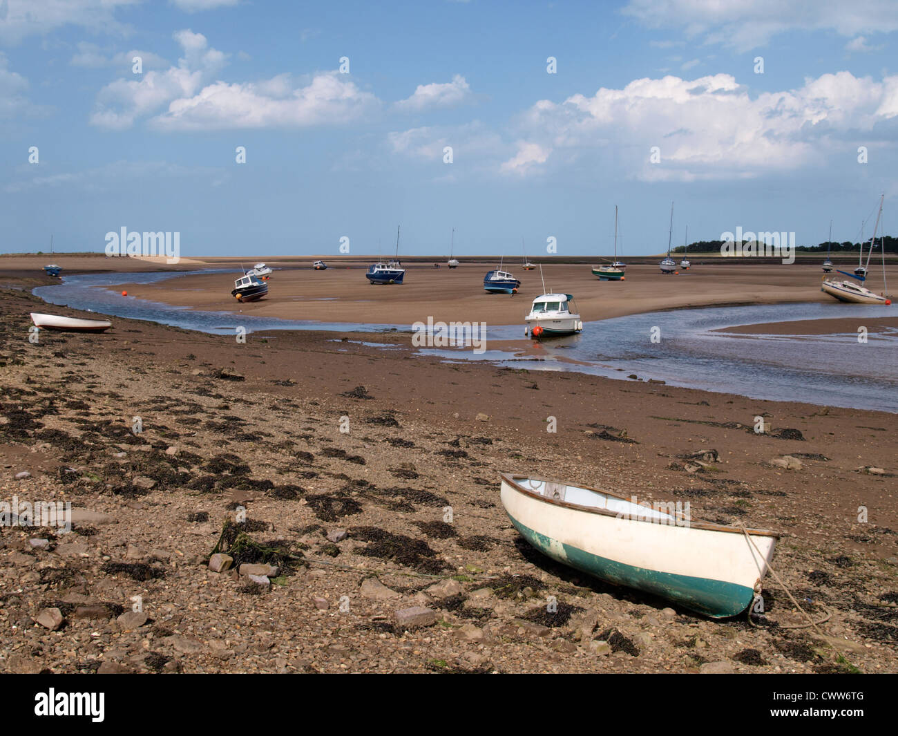 Mündung bei Ebbe, Wells-Next-The-Sea, Norfolk, Großbritannien Stockfoto