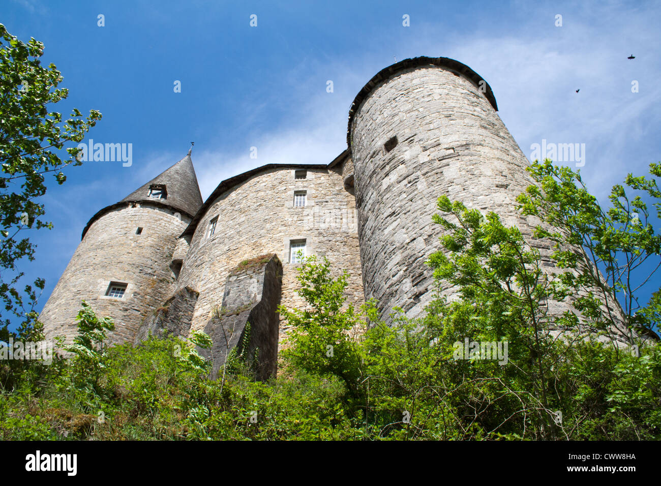 Europäische mittelalterliche Burg bauen auf einem Hügel Stockfoto