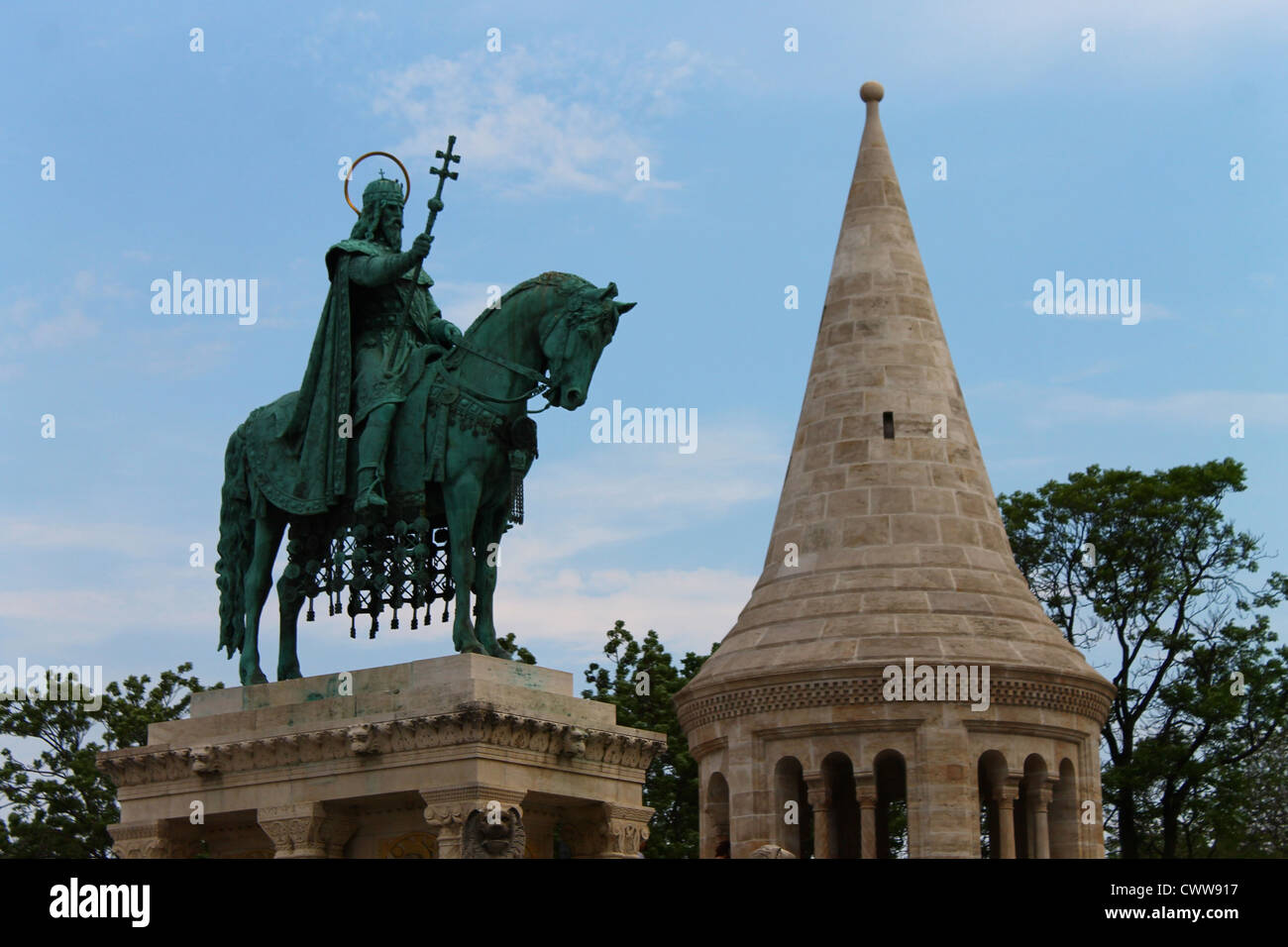 Denkmal in die Fischerbastei in Budapest Stockfoto