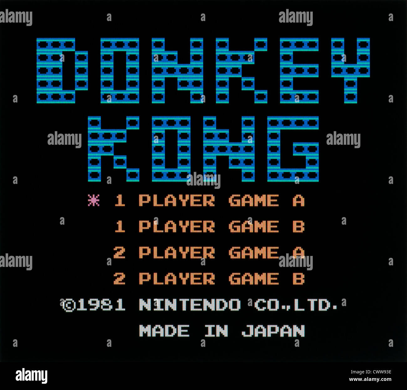 Esel Kong Title Bildschirm, Arcade-Videospiel veröffentlicht am 1981 Stockfoto