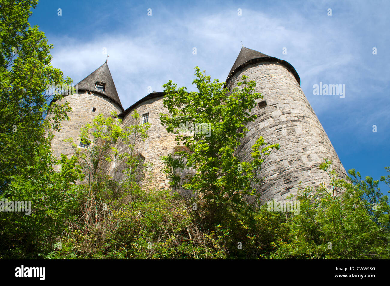 Europäische mittelalterliche Burg bauen auf einem Hügel Stockfoto