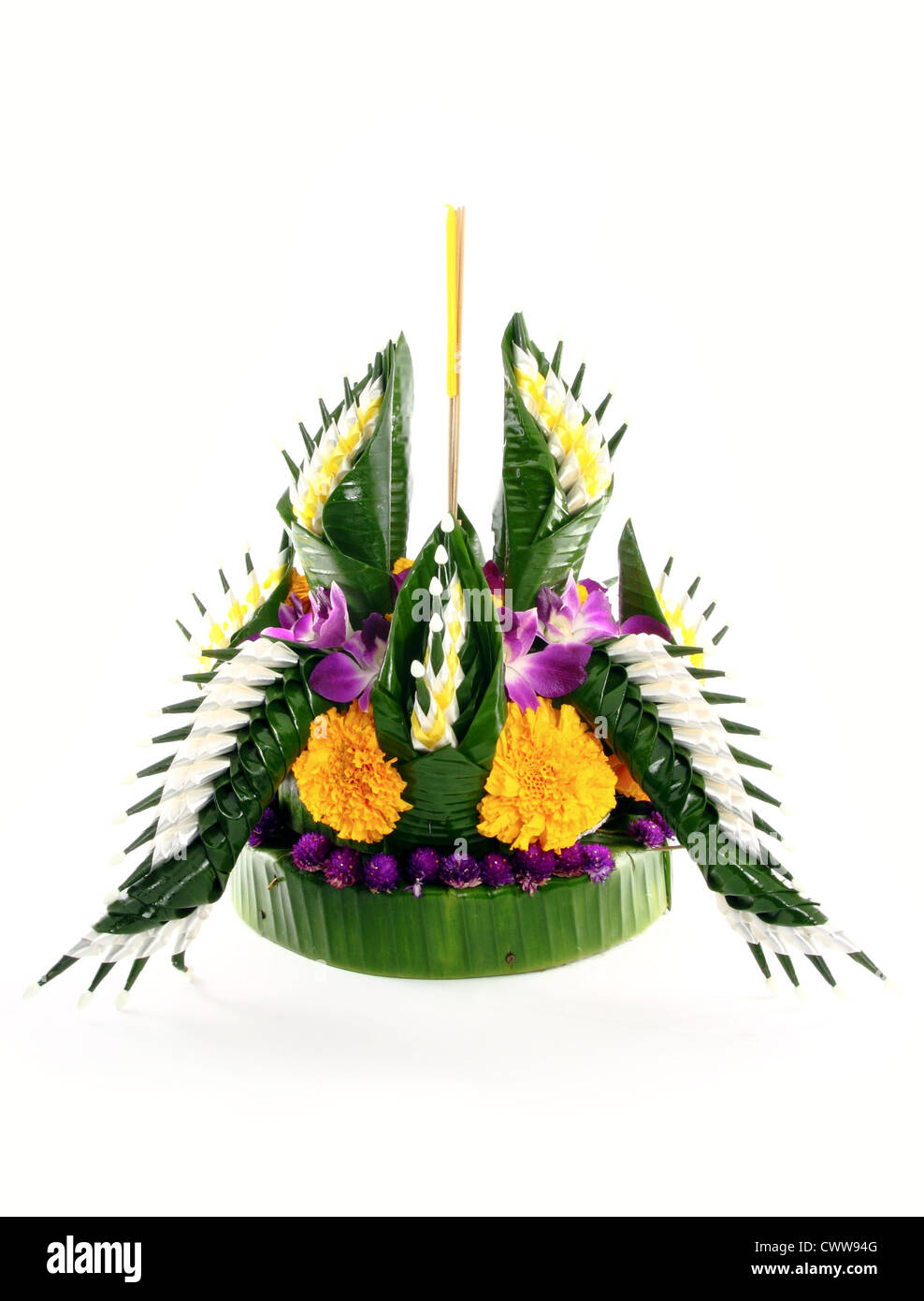 Loy Kratong Festival in Thailand, auf weißem Hintergrund Stockfoto