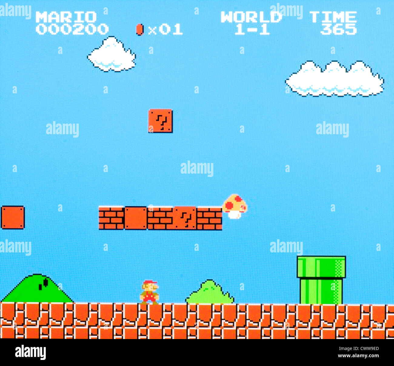 Super Mario Bros Videospiel - Welt 1 Stufe 1 Stockfoto