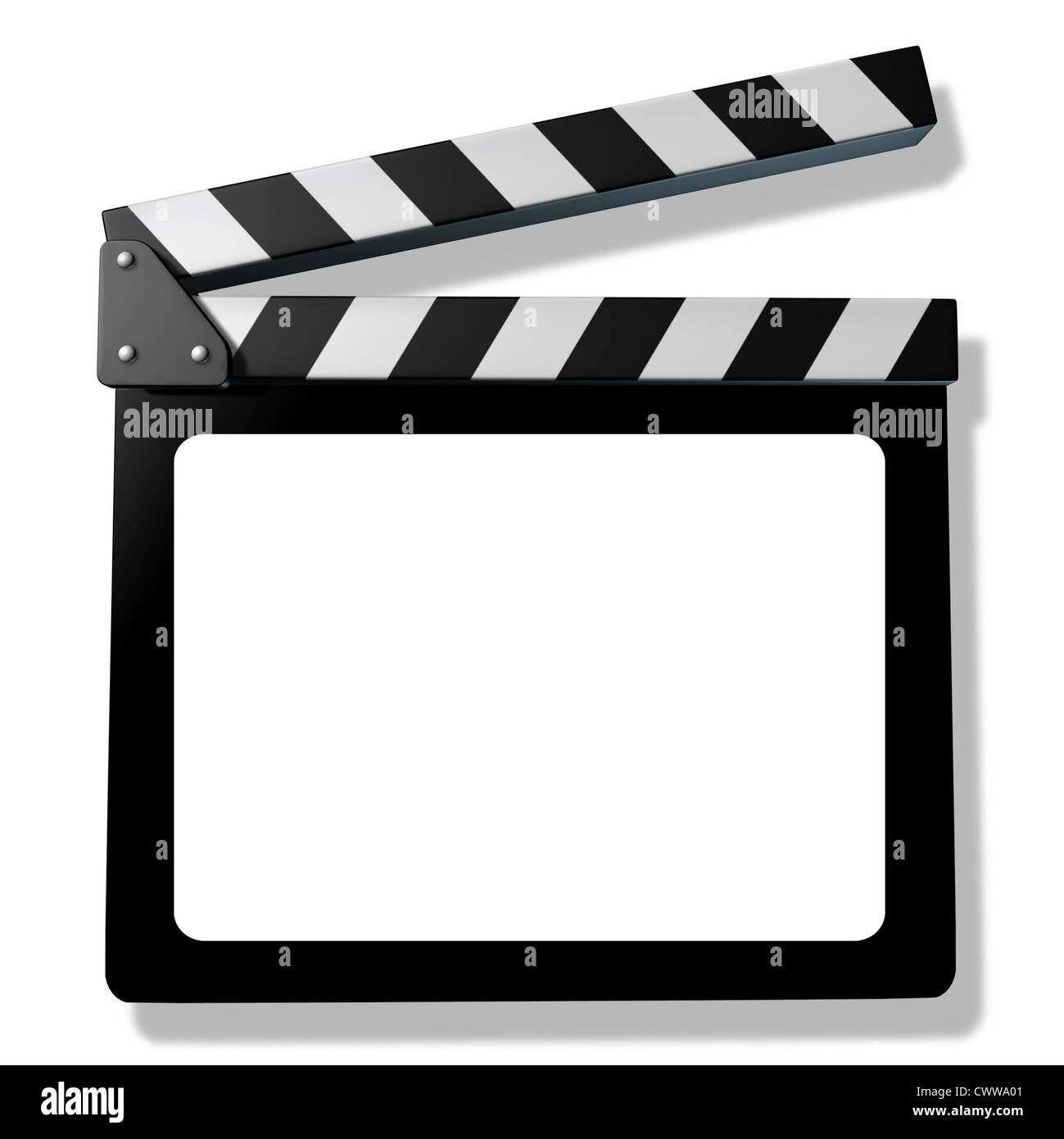 Leere Film Schiefer oder Schindeln aus Film und Kino-Ankündigung-Produktionen und Hollywood Bewertungen von neuen Filmen und Fernsehen zeigt. Stockfoto