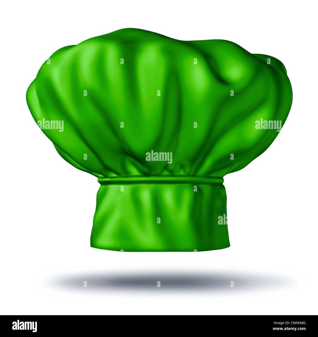 Grüne Koch Hut Vertretung vegetarische und biologische Küche erstellen Gerichte mit gesunden Fahrtages Gourmet-Lebensmittel wie Obst und Gemüse Stockfoto