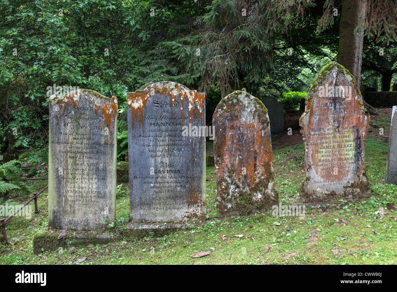Alter Friedhof in St. Just in Roseland, Cornwall, UK. Stockfoto