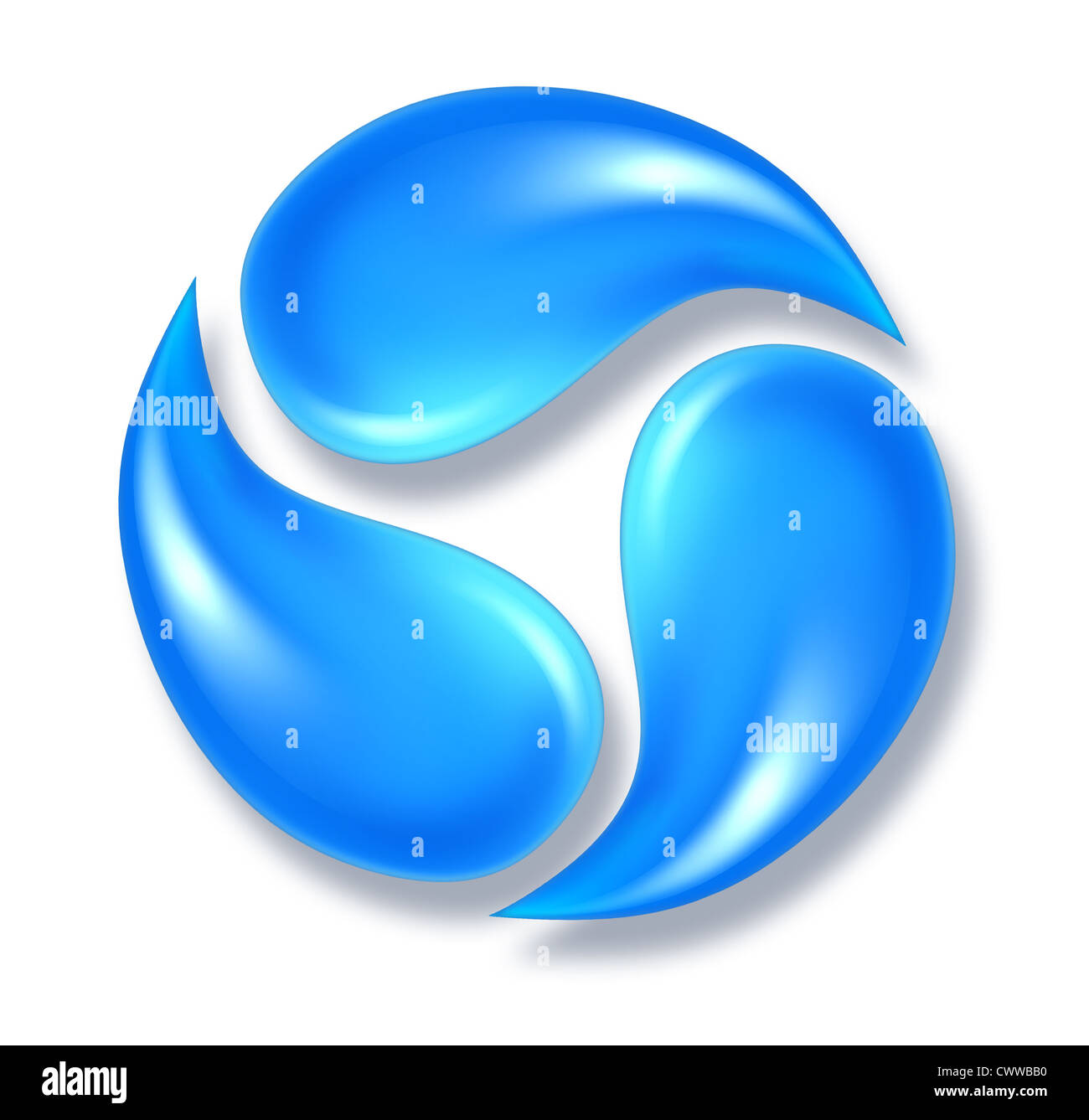Wassertropfen Symbol Symbol für drei fließenden frischen H2O Tröpfchen bewegt sich in eine Runde Form. Stockfoto
