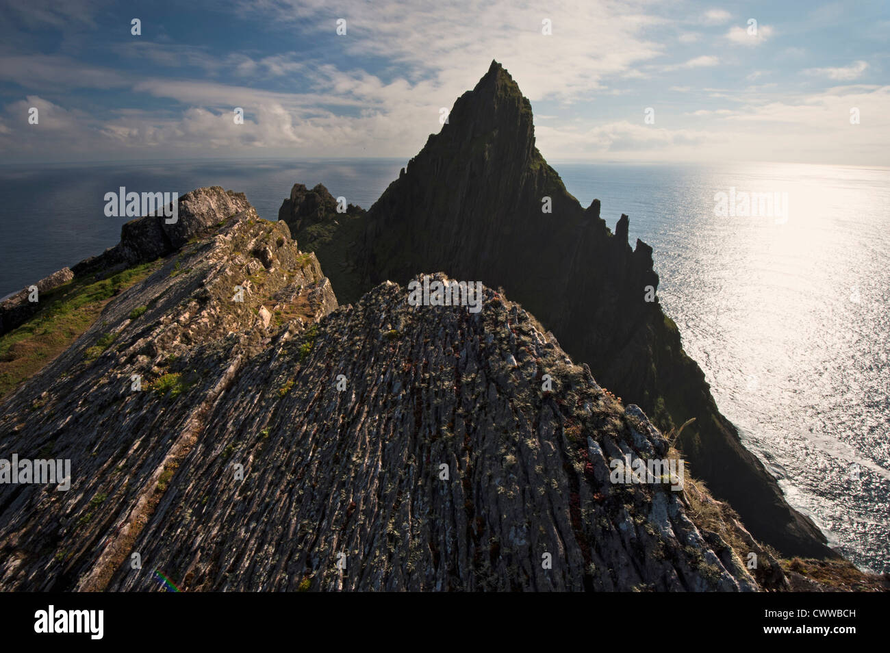 Silhouette der Küste Felsformationen Stockfoto