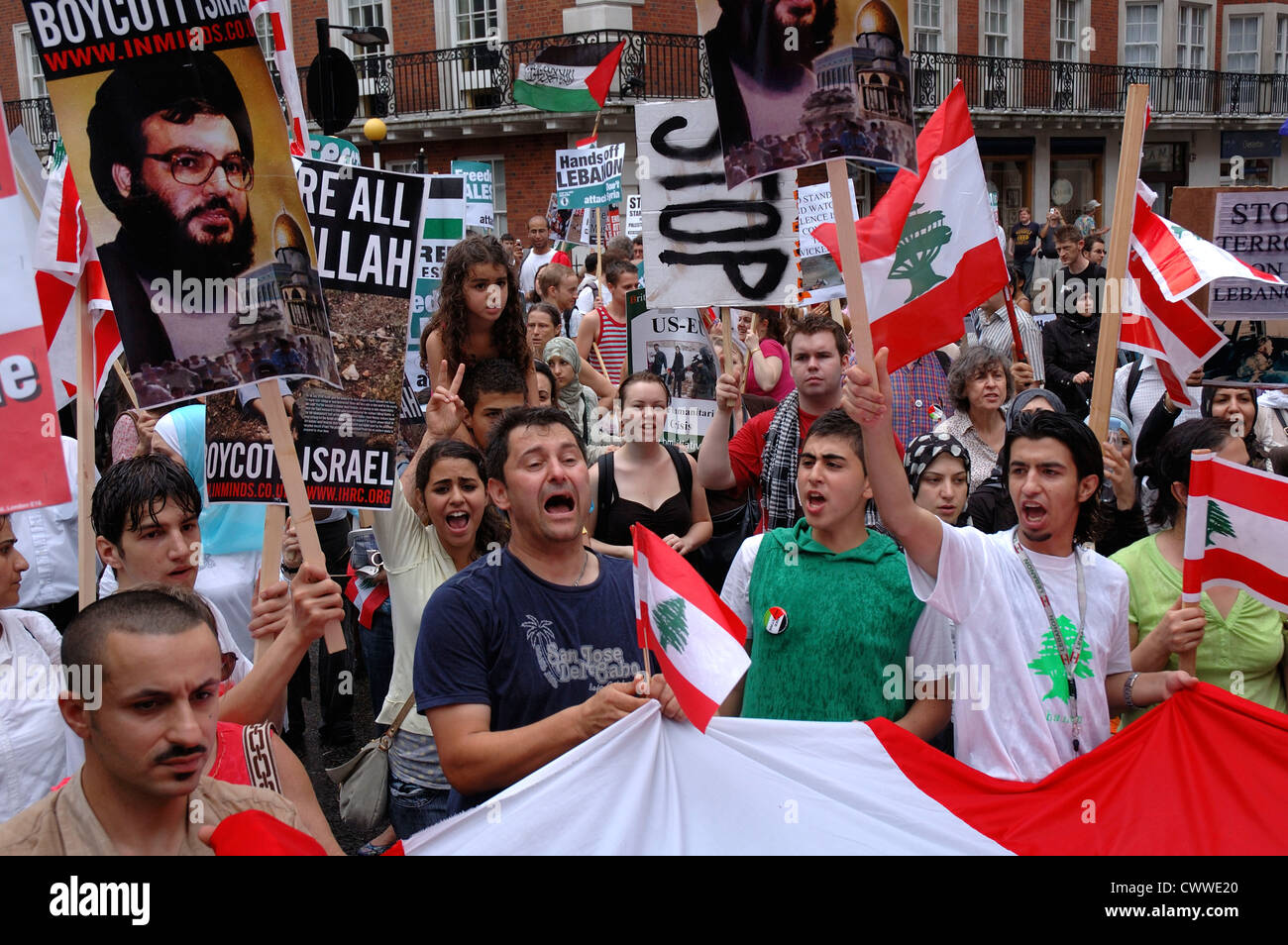 Stoppen Sie die Krieg-Demonstration von mehr als 100.000 Demonstranten durch die Londoner fordern einen Waffenstillstand zu israelischen Angriff auf H Ende Stockfoto