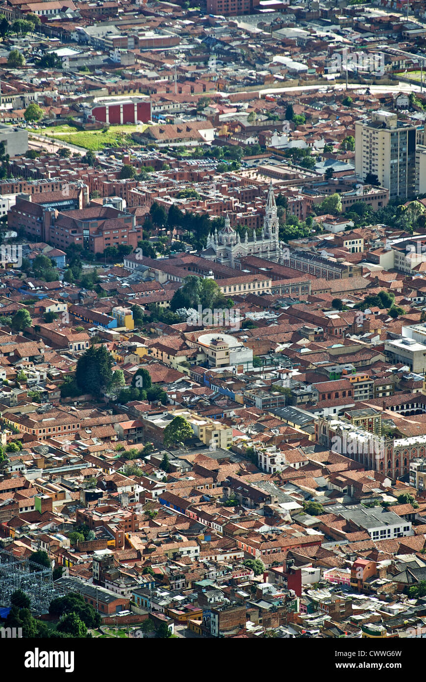 Blick von oben auf einen Stadtteil von Bogotá, Kolumbien, Südamerika Stockfoto