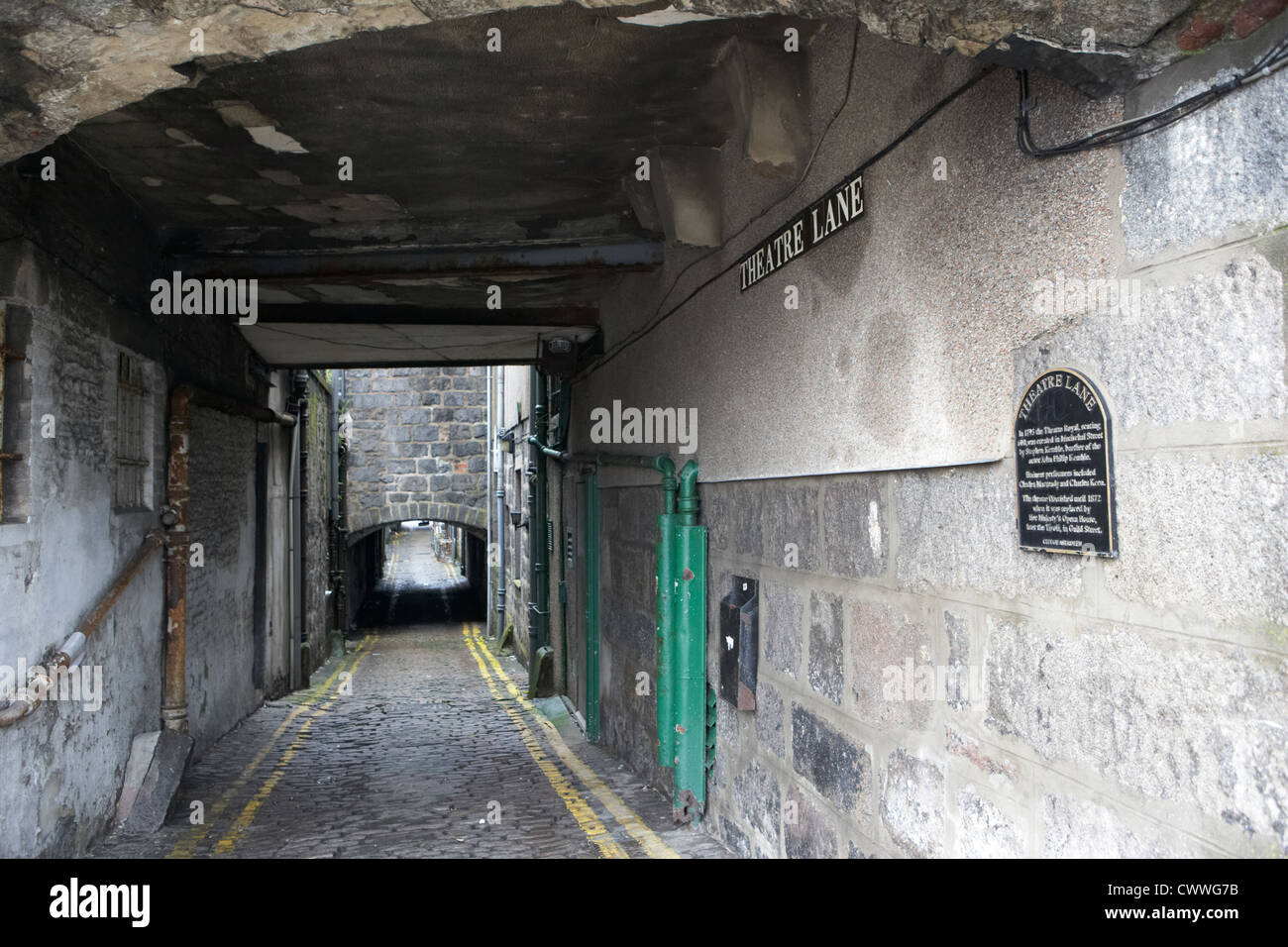 Theater-Lane bedeckt Gasse in Granite City alte Stadt Aberdeen Scotland uk Stockfoto