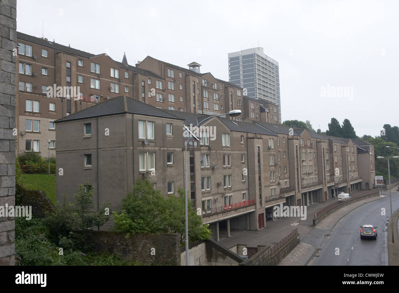 Aberdeen verschiedene Wohnblocks Wohnungen über was Fittie Hafen und Burg Terrasse Tor Schottland Großbritannien war Stockfoto