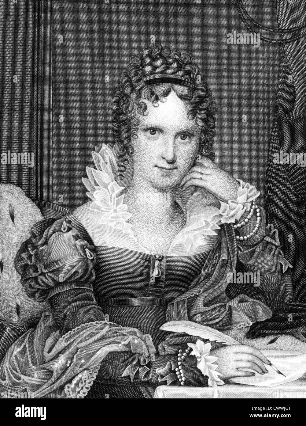 Adelaide von Saxe-Meiningen (1792-1849) auf Kupferstich aus dem Jahr 1859. Queen Consort von Großbritannien und Hannover. Stockfoto