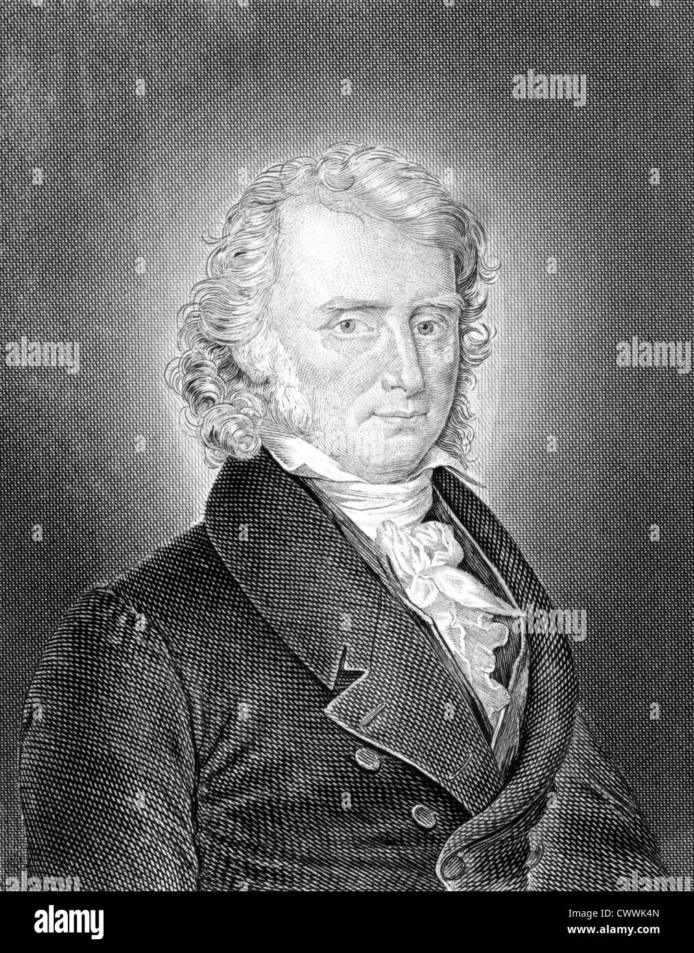 Benjamin Constant (1767-1830) auf Kupferstich aus dem Jahr 1859. Der gebürtige Schweizer französischer Adliger, Denker, Schriftsteller und Politiker. Stockfoto