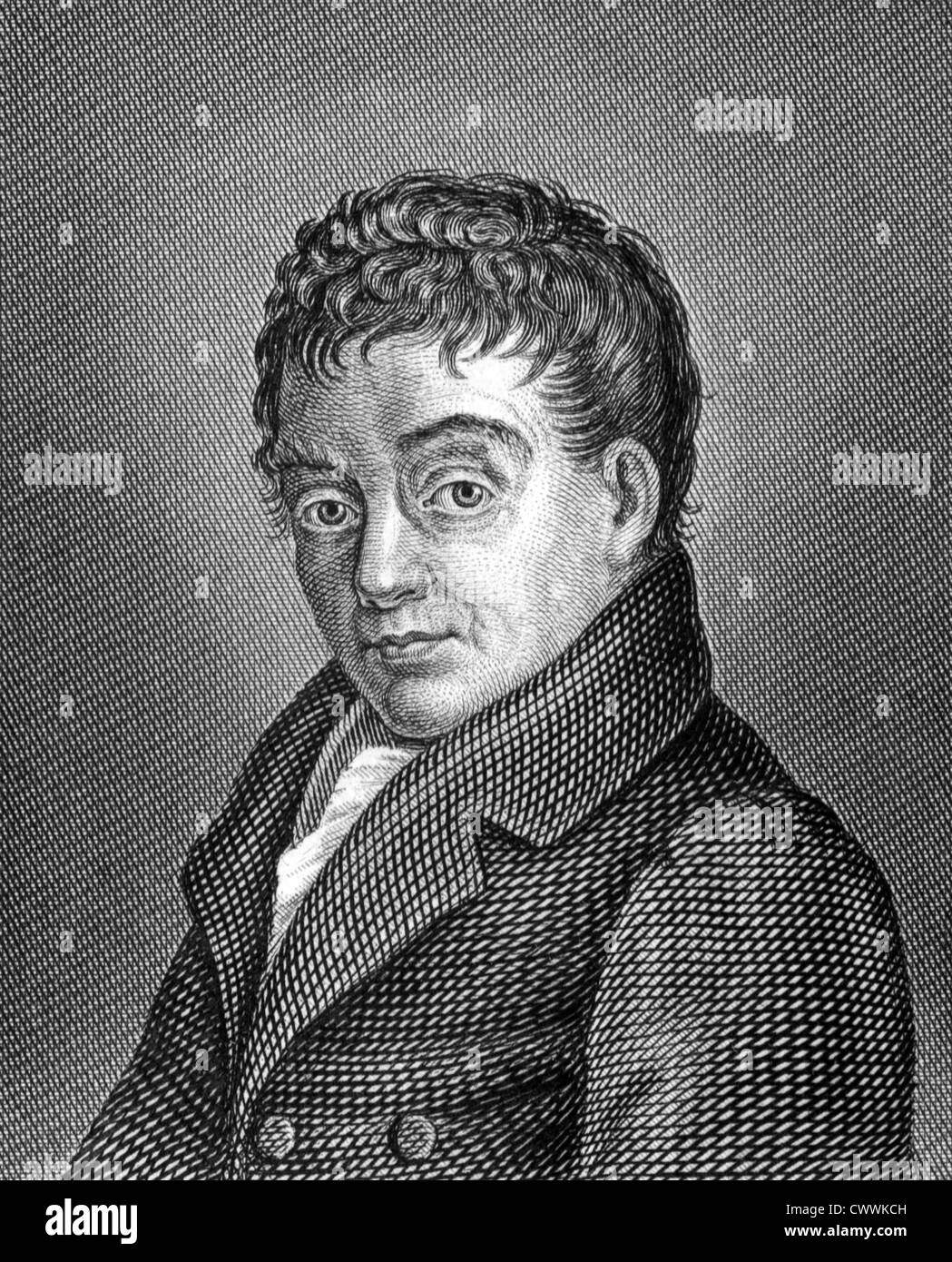 Christian Ludwig Neuffer (1769-1839) auf Kupferstich aus dem Jahr 1859. Deutscher Dichter und Theologe. Stockfoto