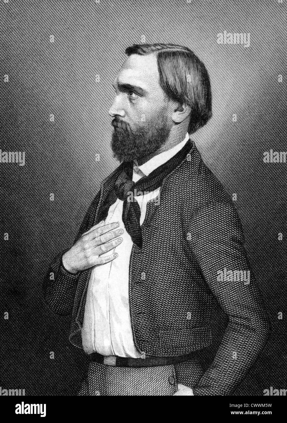 Gottfried Kinkel (1815-1882) auf Kupferstich aus dem Jahr 1859.  Deutscher Dichter. Stockfoto