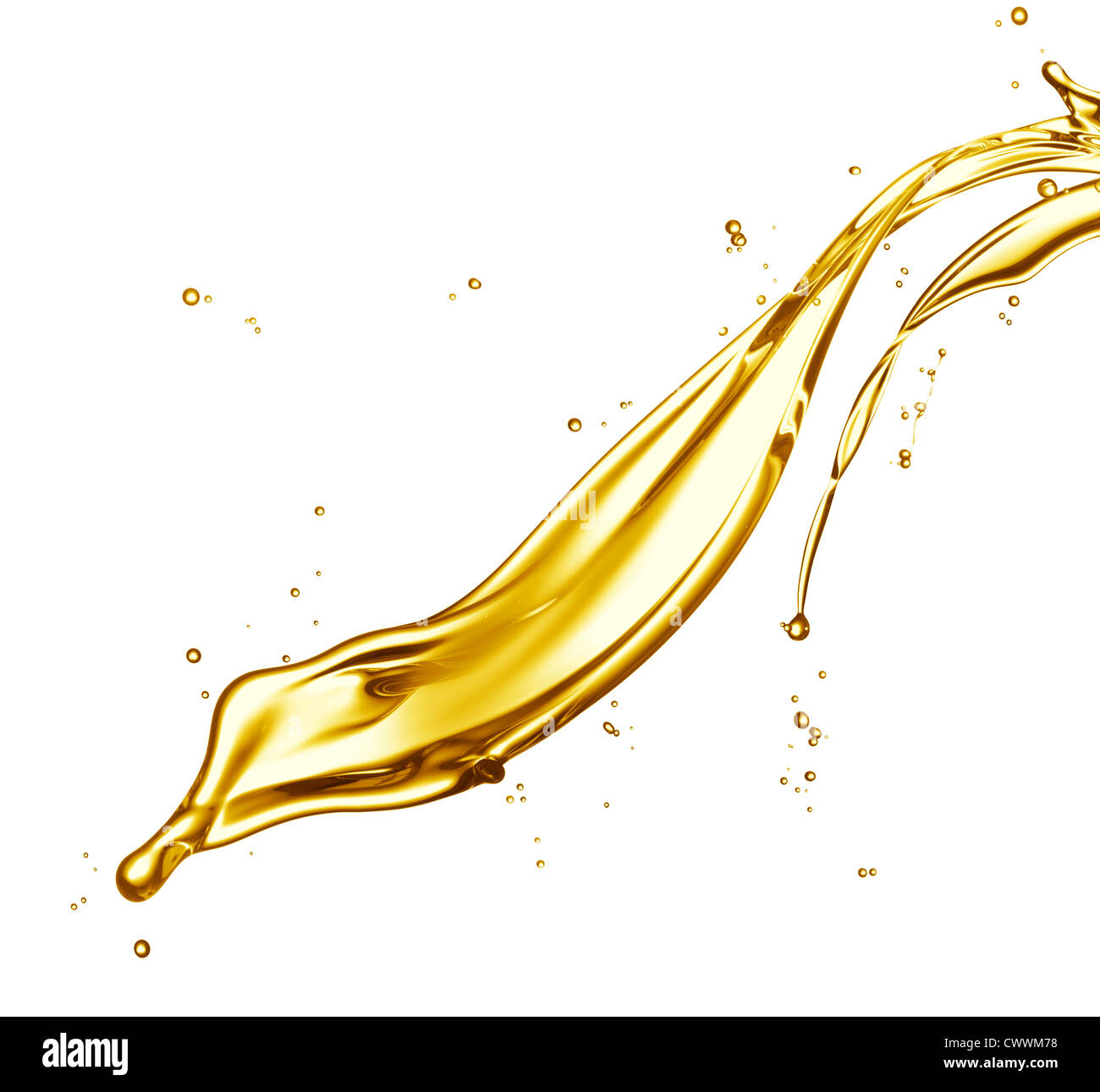 Motoröl, Spritzwasser isolierten auf weißen Hintergrund Stockfoto