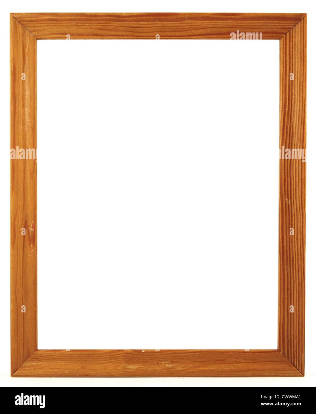 Holzrahmen für ein Bild, isoliert auf weiss Stockfoto