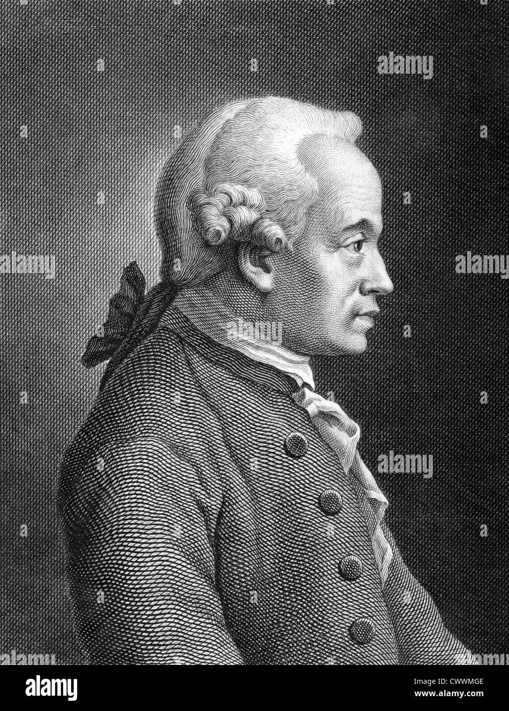Immanuel Kant (1724-1804) auf Kupferstich aus dem Jahr 1859. Deutscher Philosoph. Stockfoto