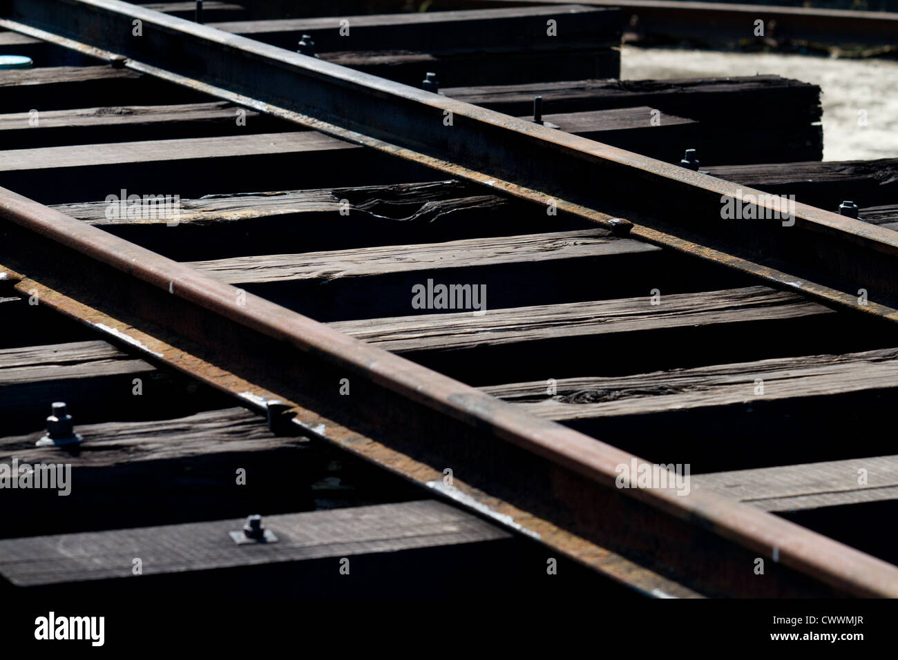 Teil der alten Tracks auf der alten Taidong trainieren Bahnhof bauen von den Japanern während ihrer Kolonialzeit in Taiwan. Stockfoto