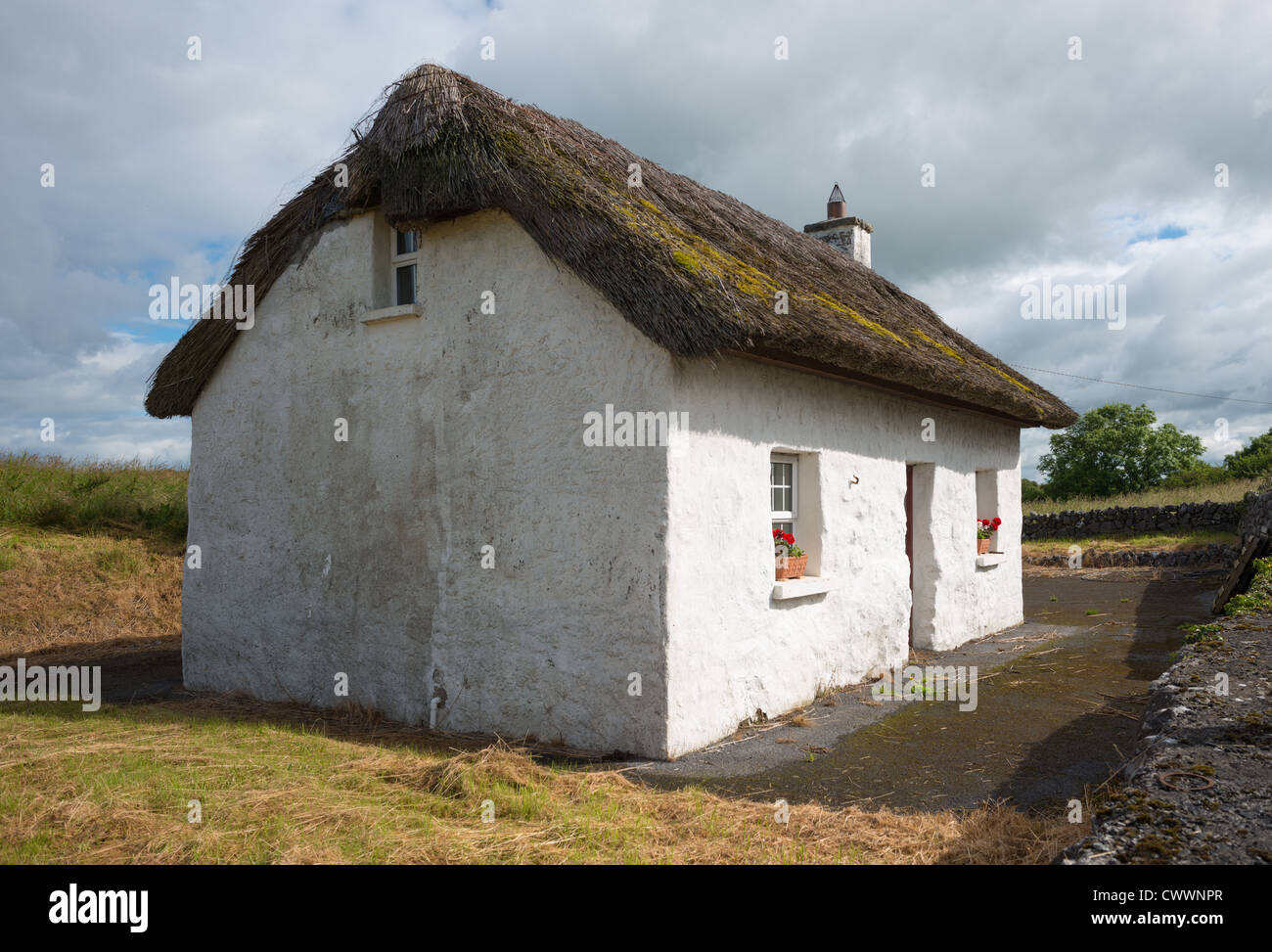 Rustikale Hütte in der Nähe von Kinvara Dorf, County Galway, Irland. Stockfoto