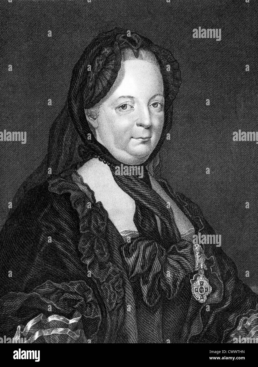 Maria Theresa (1717-1780) auf Kupferstich aus dem Jahr 1859.  Heilige römische Kaiserin. Stockfoto
