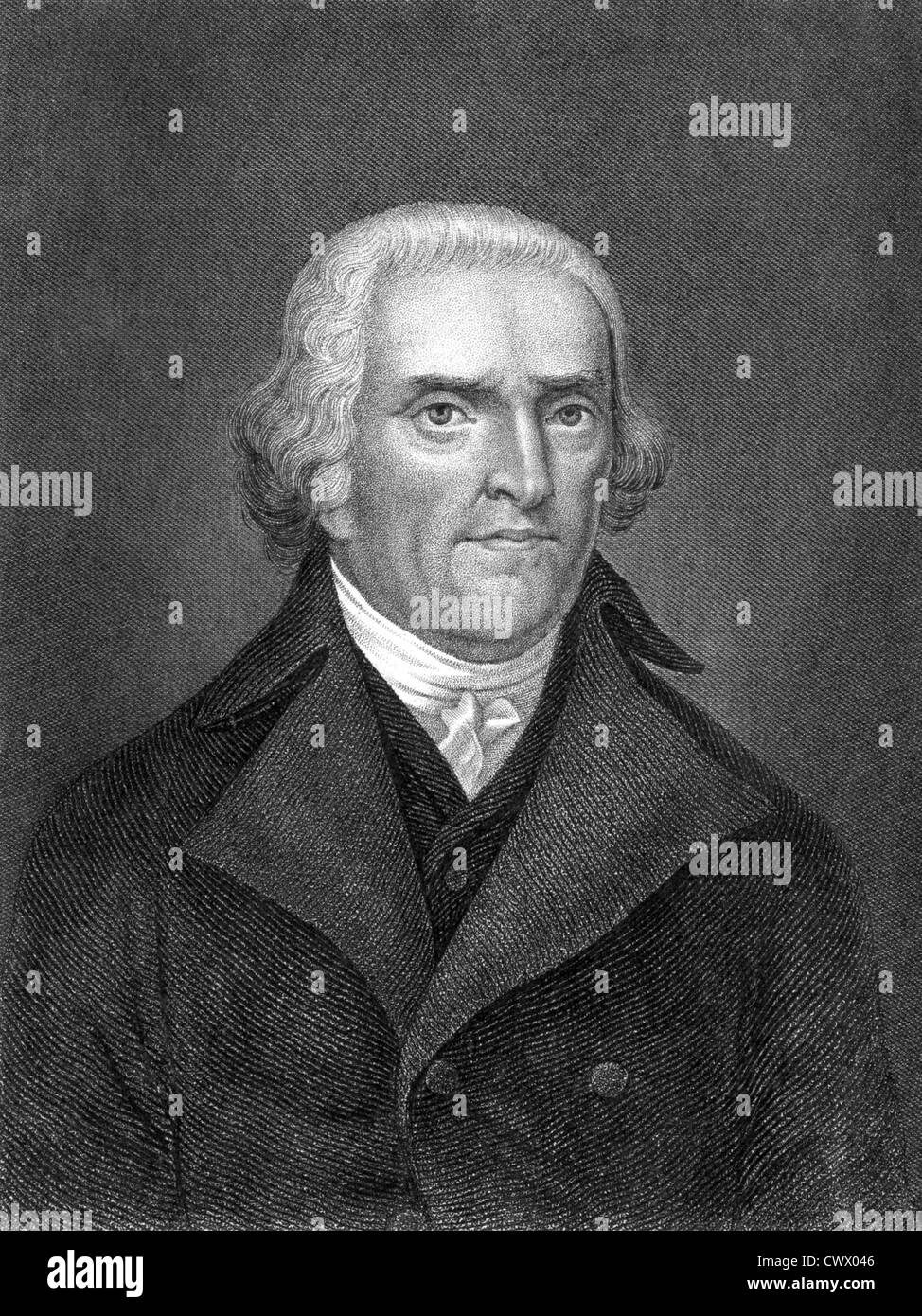 Thomas Jefferson (1743-1826) auf Kupferstich aus dem Jahr 1859. Amerikanischen Gründervater. Stockfoto