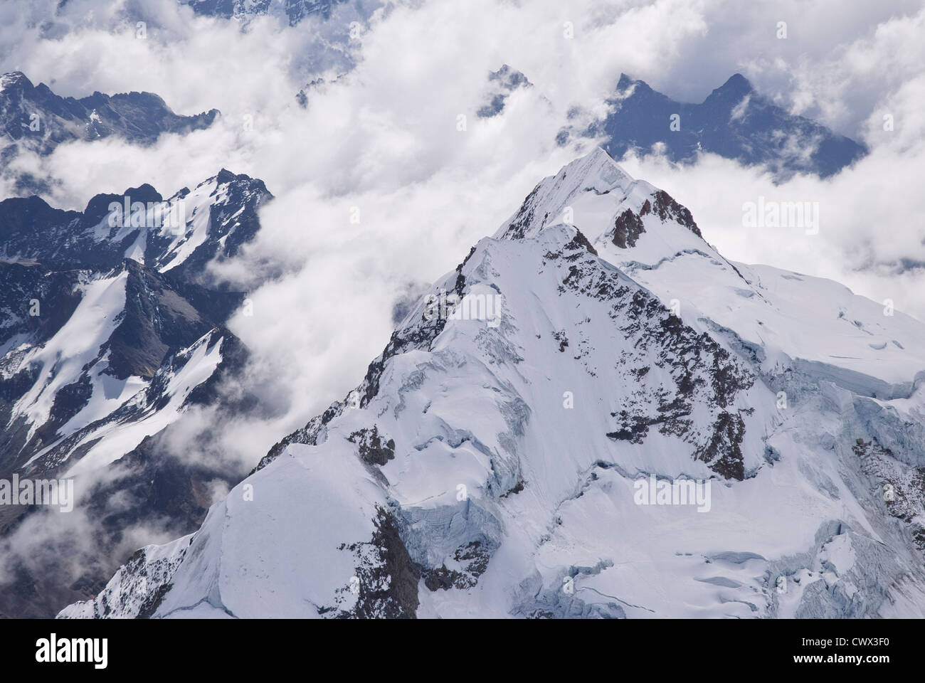 Luftaufnahme von Huayna Potosí Stockfoto