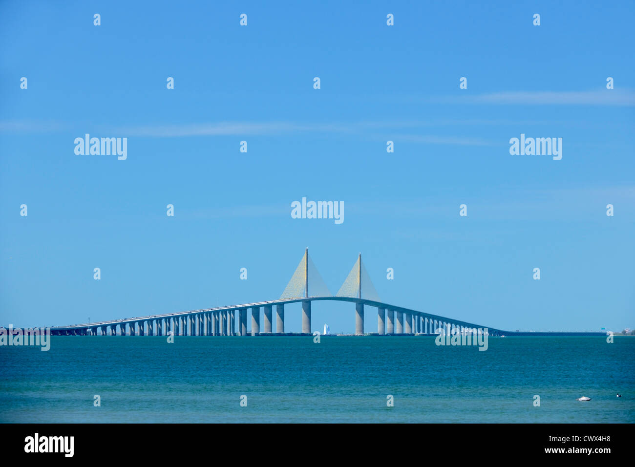 Bob Graham Sunshine Skyway Bridge, Fort de Soto Park, St. Petersburg, Florida, USA Stockfoto
