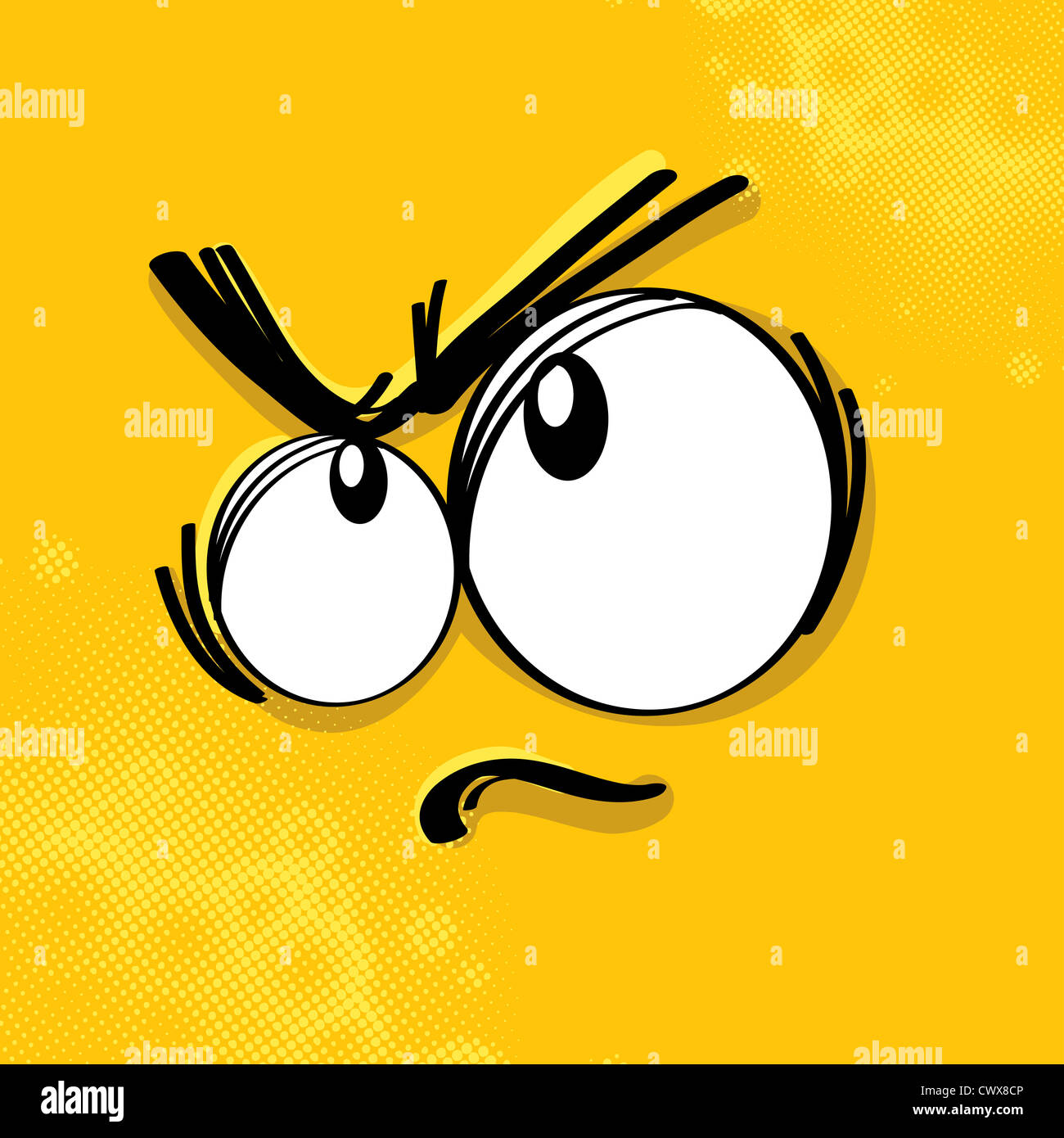 Cartoon-Ausdruck auf farbigem Hintergrund Stockfoto