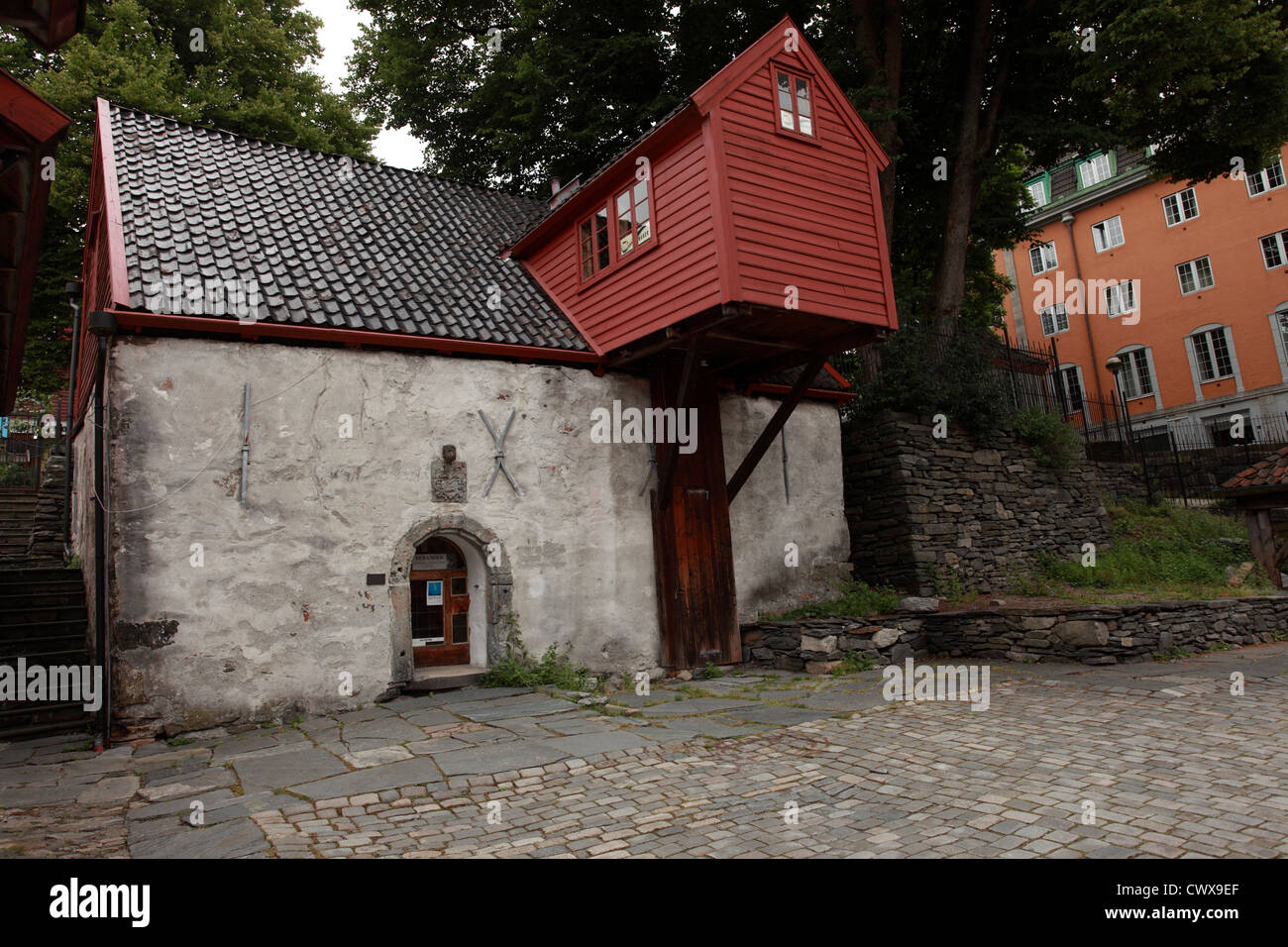 Traditionelle Bergen Architektur, Bryggen, Bergen, Norwegen Stockfoto