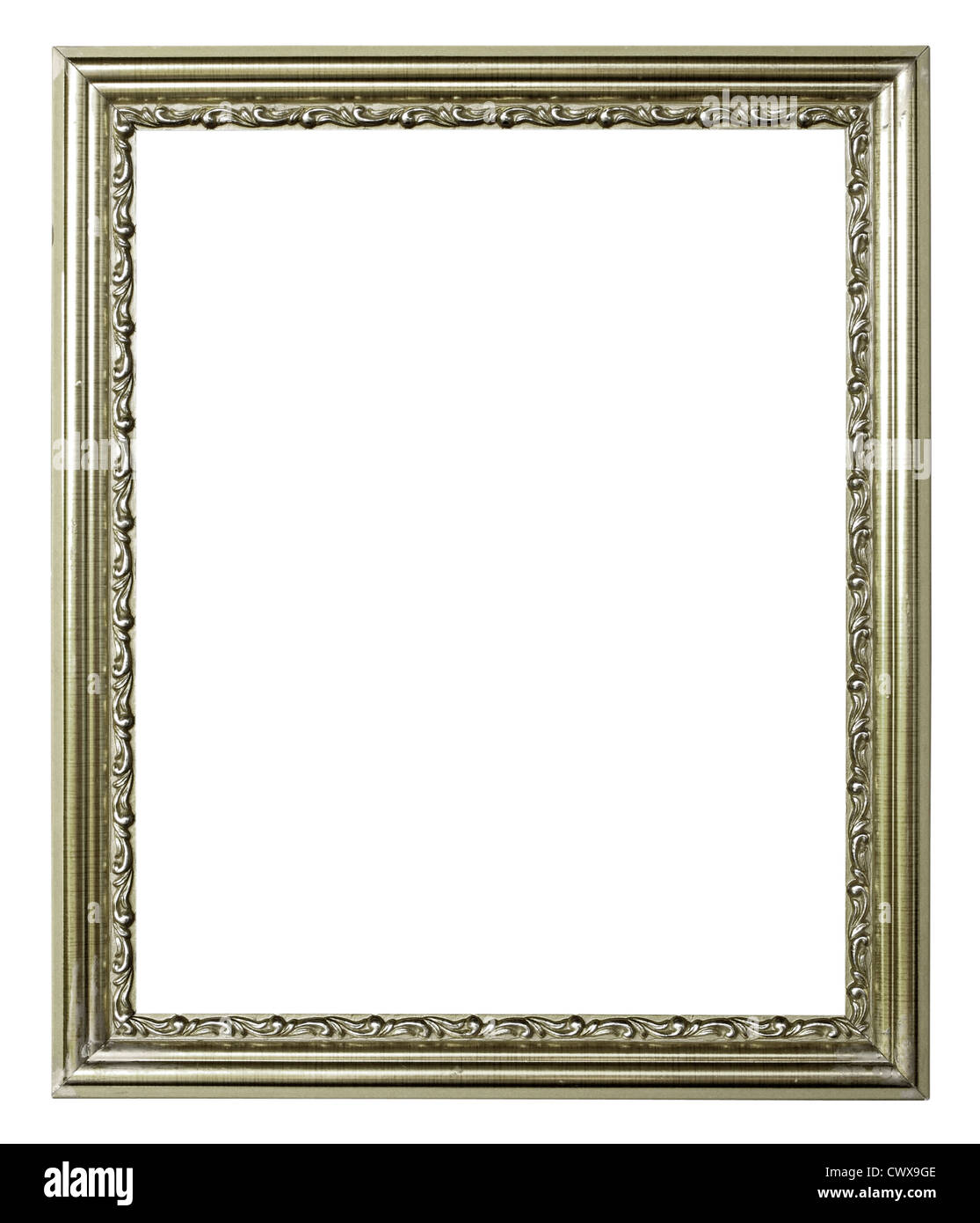 Silber Bilderrahmen auf weißem Hintergrund Stockfoto