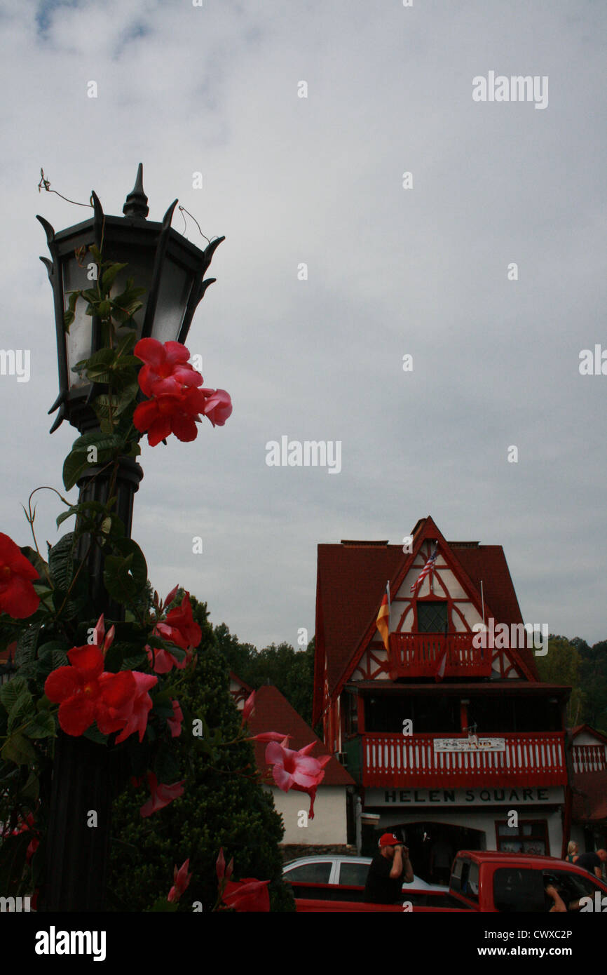 Helen Georgia GA Stadtbild deutsche Deutschland Stadt europäischen Stadtbild Altbauten Landschaft Foto Kunst Stockfoto