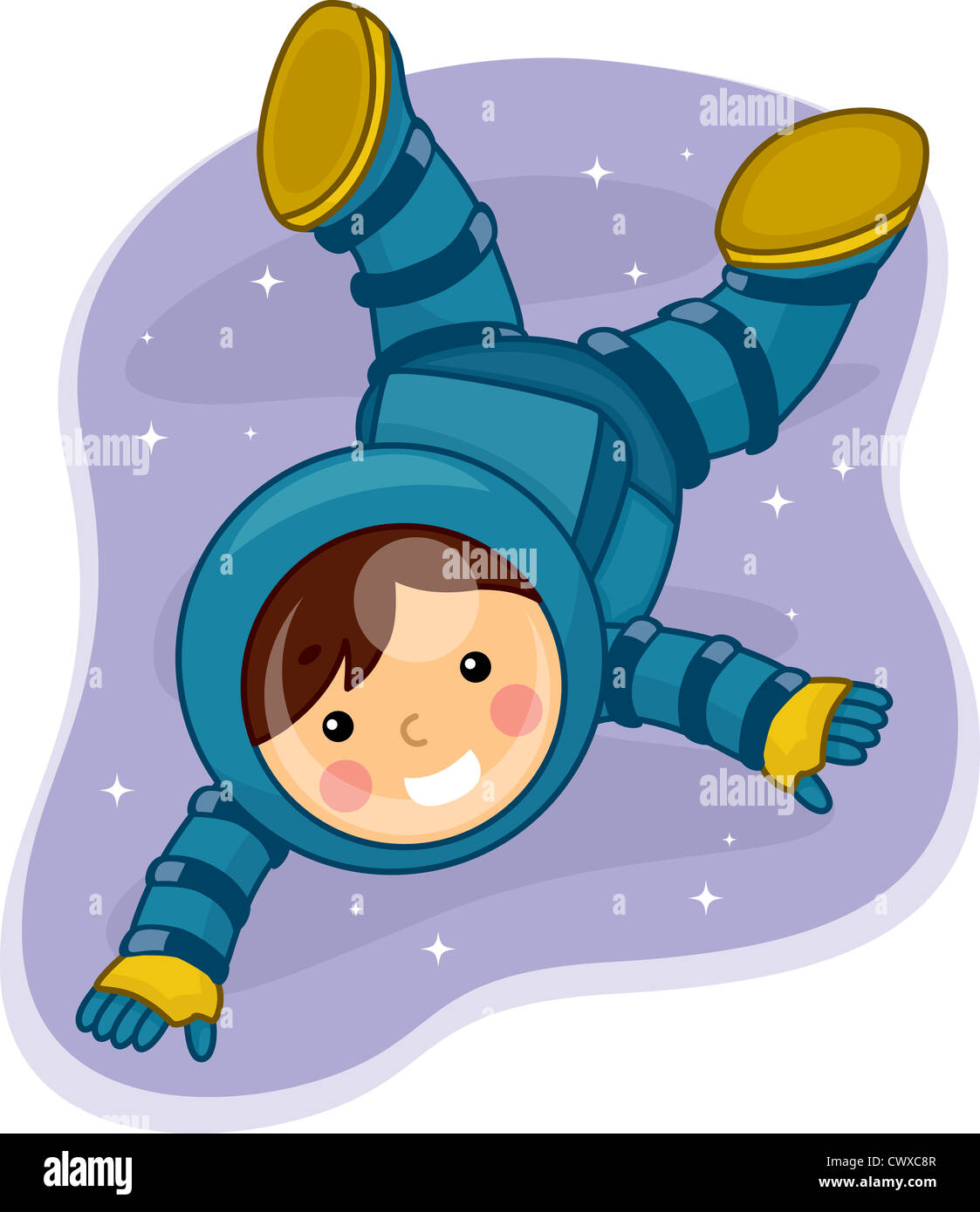 Beispiel für einen jungen männlichen Astronauten im Weltraum schweben Stockfoto