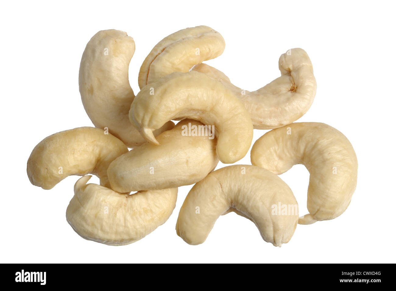 Die natürliche Maserung - Nahaufnahme von Cashew-Nüssen. Stockfoto