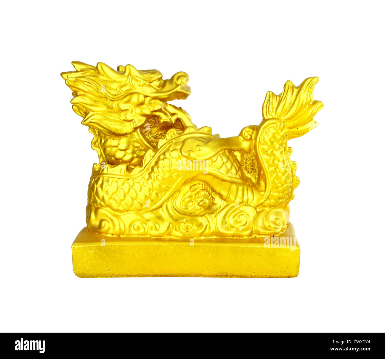 Goldenen chinesischen kaiserlichen Drachen auf weißem Hintergrund Stockfoto
