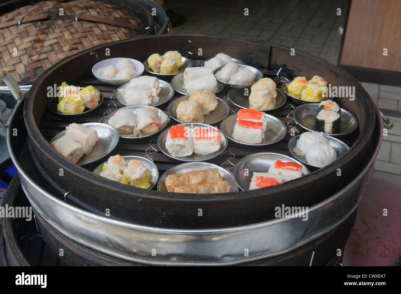 köstlichen Dim-Sum zum Verkauf in Chinatown in Penang, Malaysia Stockfoto