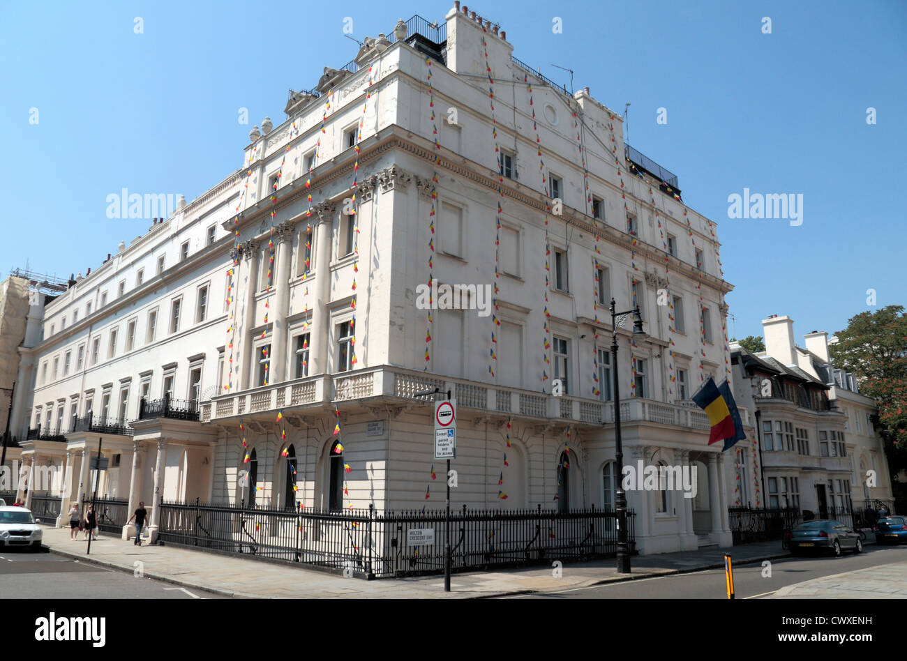 Das rumänische Kulturinstitut, Belgrave Square, Belgravia, London, UK. Stockfoto